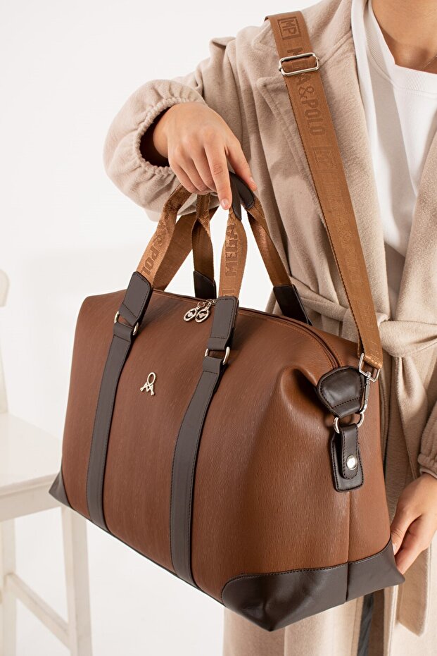 Unisex Tan Large Size Bag with Hand Shoulder Strap