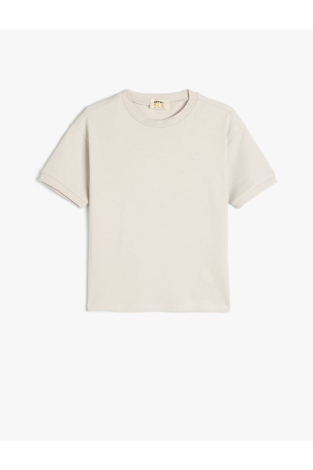 Oversize Basic Tişört Kısa Kollu Bisiklet Yaka Pamuklu - 1