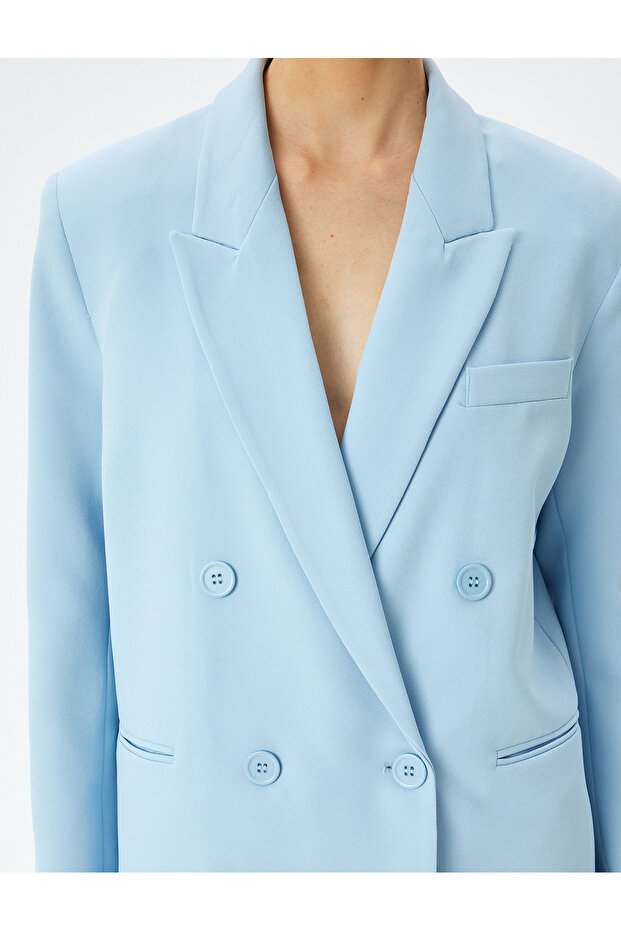 Double Breasted Oversize Blazer Jacket - 5