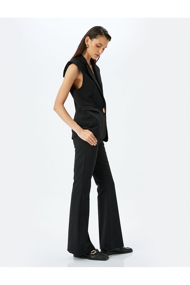 Slim Fit Cepli Ekstra Uzun Ispanyol Paça Kumaş Pantolon - 2