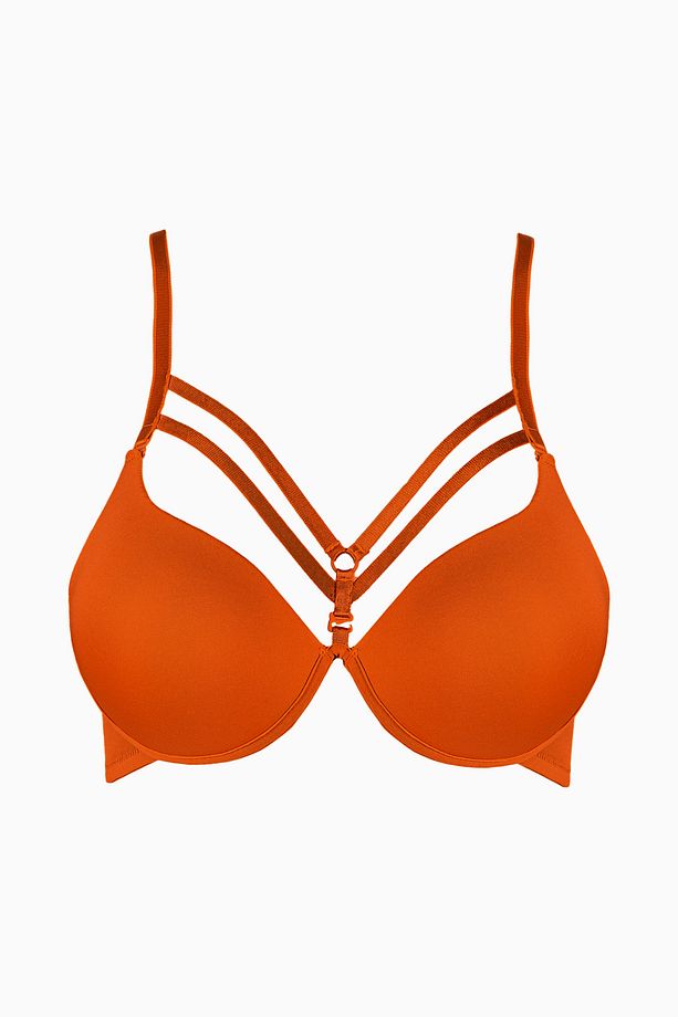 Lana Mikro Kumaş Sütyen-Push Up Dolgulu-2140-Turuncu - 1