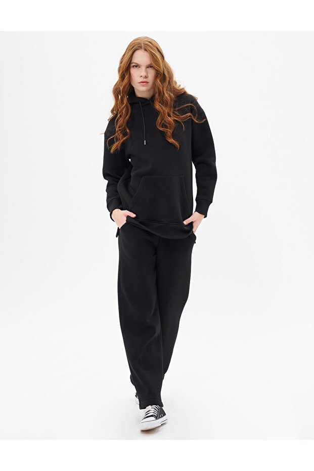 Kapüşonlu Sweatshirt Siyah - 3