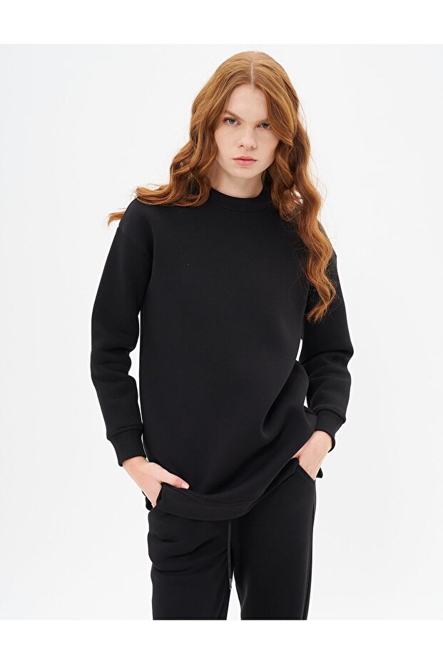 Zero Neck 3 Thread Sweatshirt Black - 1