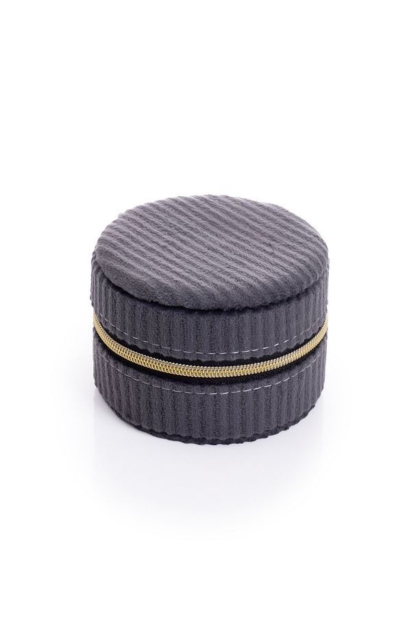 Yuvarlak Fitilli Kadife Siyah Takı Kutusu 8 X 8 X 5,5 Cm - 2