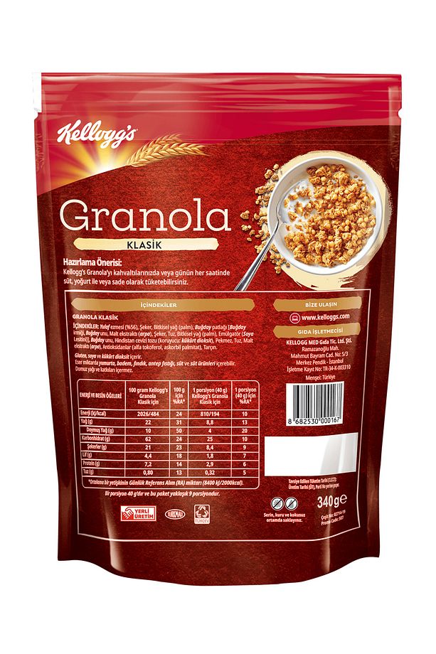 Granola Klasik 340 Gx 10 Adet, %56 Yulaf Içerir, Lif Kaynağı, Kahvaltılık Gevrek - 6