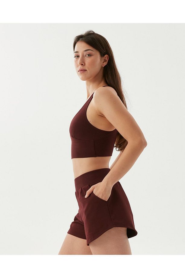 Kestane Bel Lastikli Ayarlanabilir Sweatshort Şort - 2