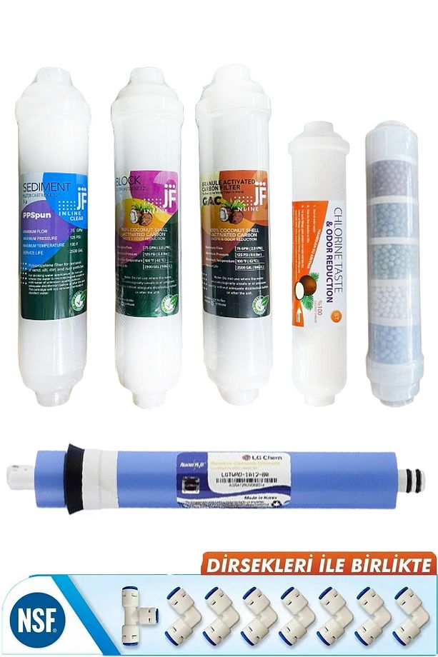 JF Jammy Fılter Coconut Bazlı Kapalı Kasa Su Arıtma Filtresi 6'lı Mineralli Inlıne Set - 1