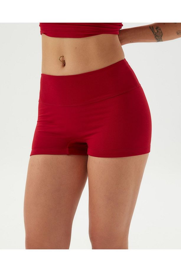Kırmızı Kadın Mini Boxer Ön Dikişsiz Ön Dikişsiz Tayt Şort - 6