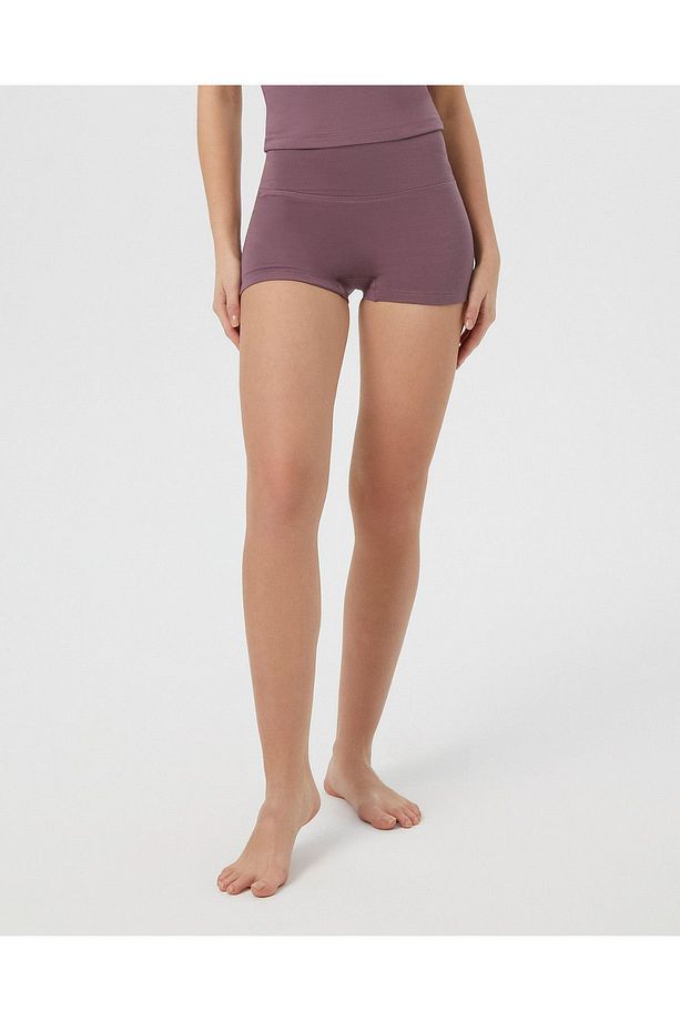 Lila Kadın Mini Boxer Ön Dikişsiz Ön Dikişsiz Tayt Şort - 1