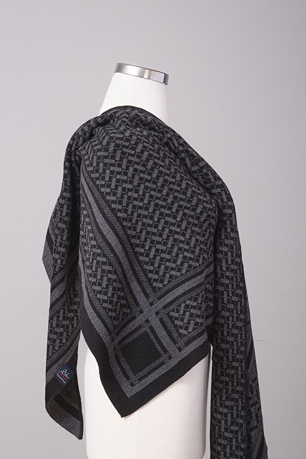 Desenli Üçgen Triko Şal - 7