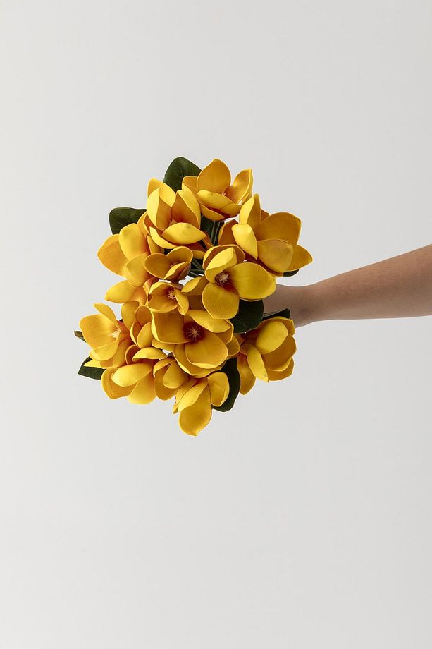 Yapay Lüx Lateks Manolya Demeti 33cm Sarı 7 Kafa - 3