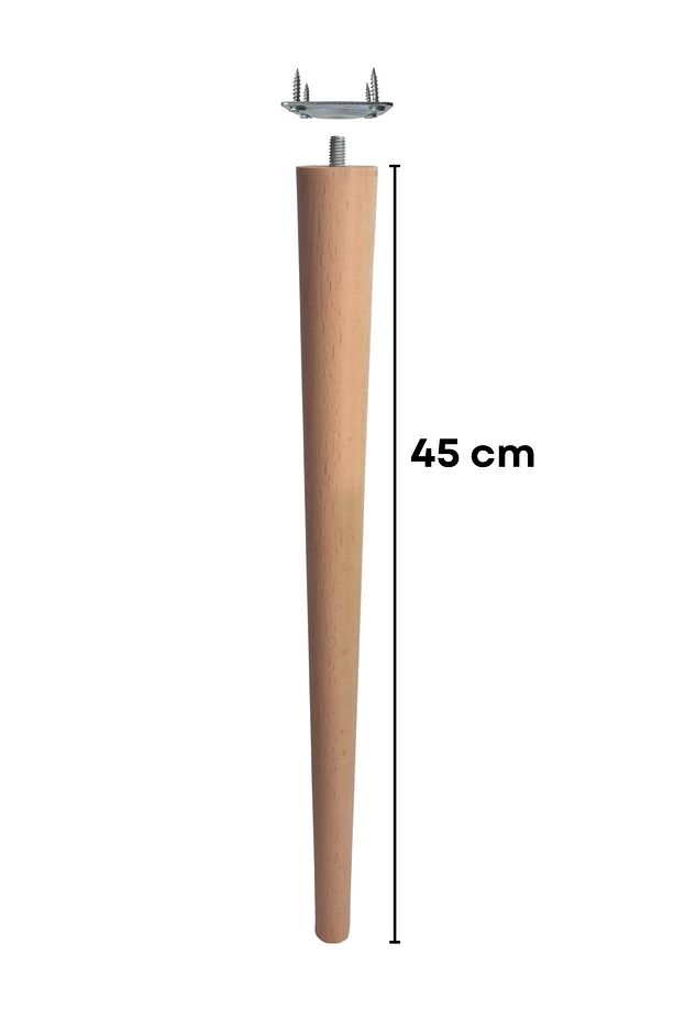 5x5x45 Cm Ahşap Konik Ayak, Mobilya Ayağı, Tv Ünitesi, Dolap Yükseltici, Sehpa Ayağı Tekli - 1