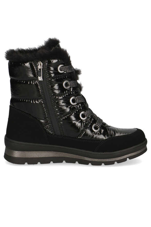 Women's Elegant Ankle Boots, Warm Lined Winter Shoes, 9-26226-41, Black 019, Black Comb, Textile/Synthetic - 6