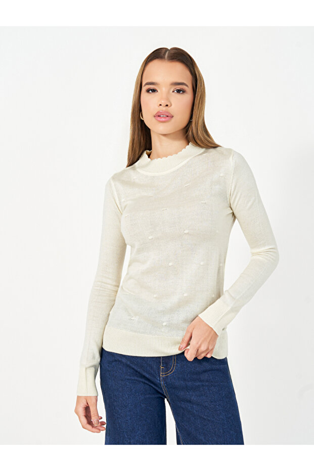 Slim Fit Regular Length Textured Knit Sweater
