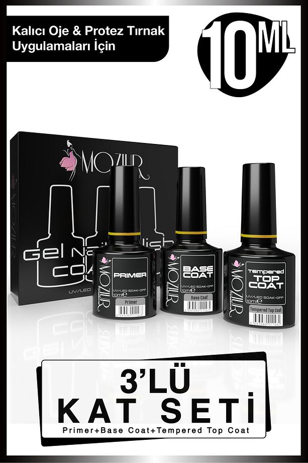 Primer Base Coat Top Coat 10ml 3'lü Kat Seti - 1