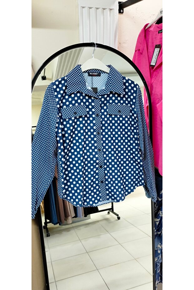 Puantiyeli Kadın Gömlek - 5