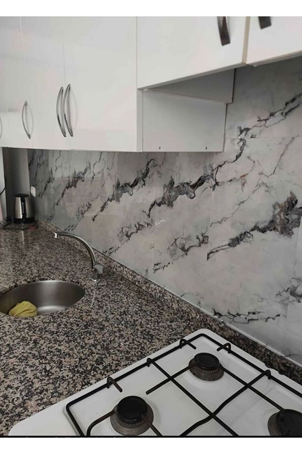 30x60 Kendinden Yapışkanlı Mermer Fayans Görünümlü Mutfak Banyo Wc Yer Duvar Pvc Köpük Panel - 4