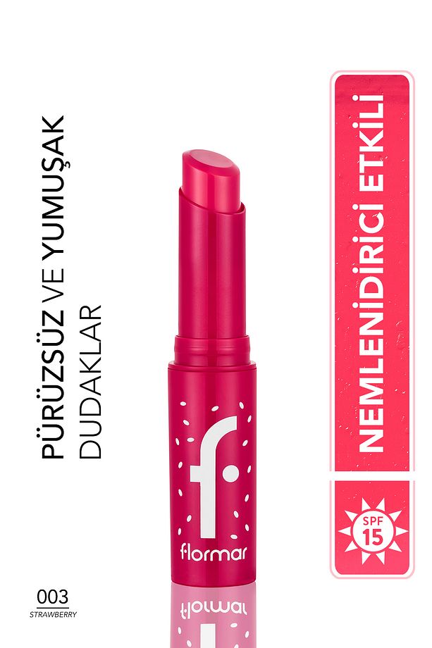Shea ve Kakao Yağı İçeren Stik Renkli Dudak Nemlendiricisi - Lip Balm -003 STRAWBERRY-8690604555383 - 1