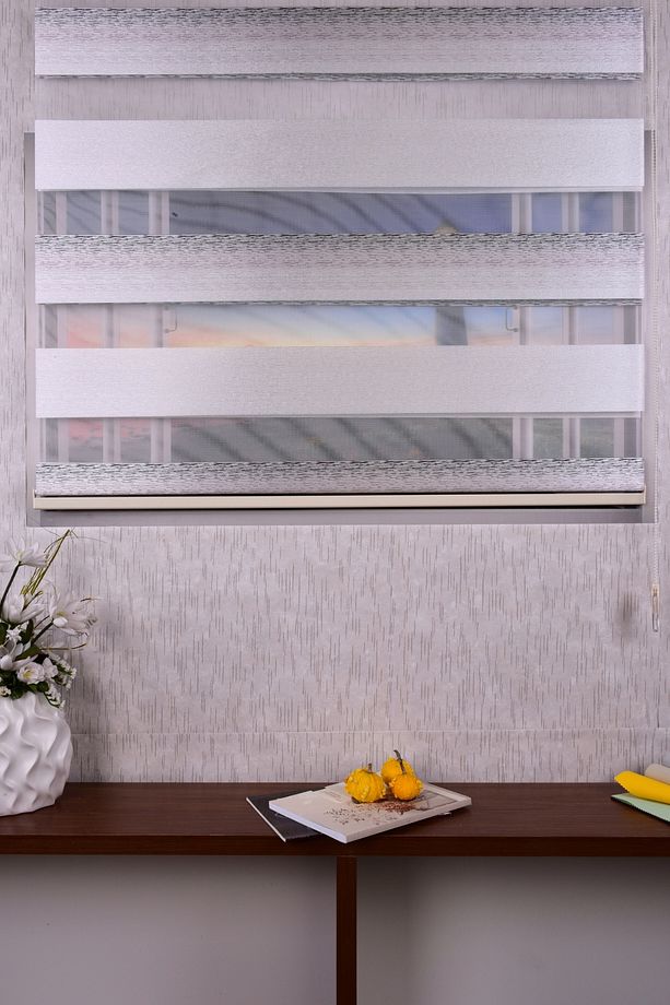 Grej Düz Etek Dilimsiz Ds 11746 V3 Zebra Stor Güneşlik Perde - 1