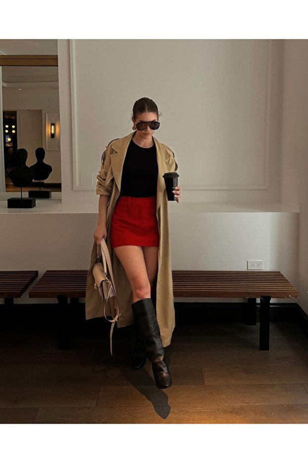 Kırmızı mini etek - 1