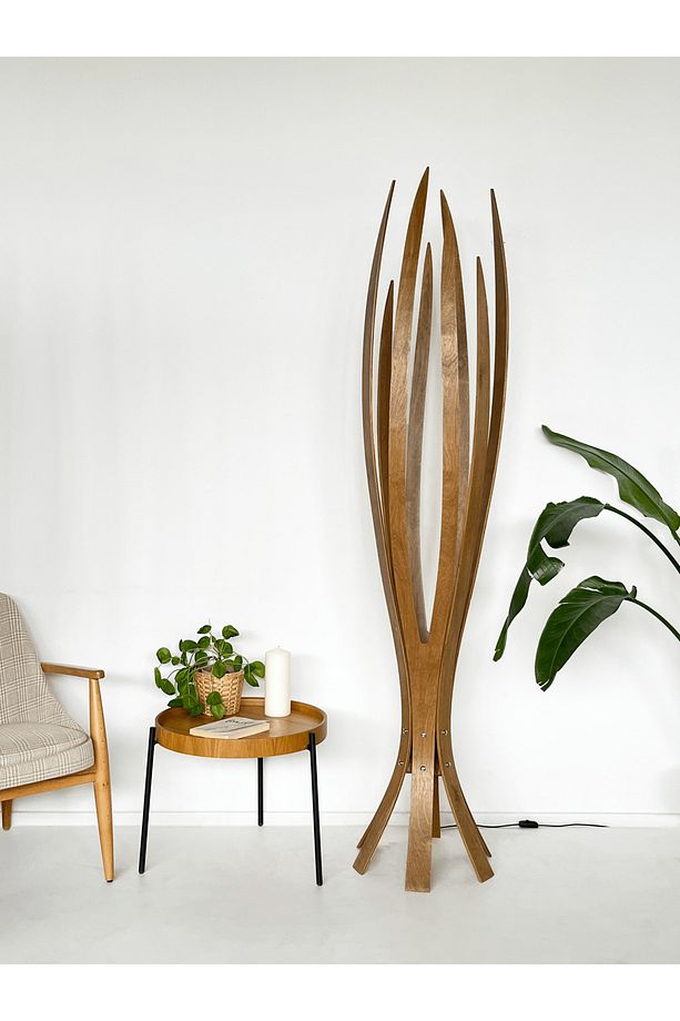 ''Hedra Lambader, İskandinav Tarzı Ahşap Lambader, Dekoratif Yer Lambası, Modern Salon Aydınlatma'' - 3
