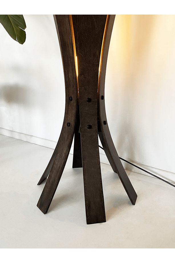 ''Hedra Lambader, İskandinav Tarzı Ahşap Lambader, Dekoratif Yer Lambası, Modern Salon Aydınlatma'' - 5