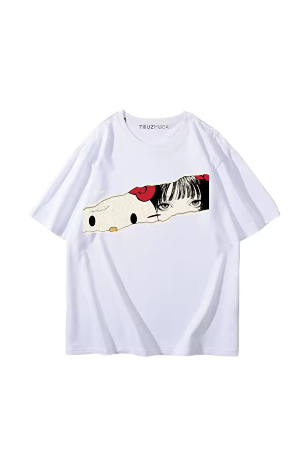 تي شيرت MINGALONDON Hello Kitty Tomie Kawakami كبير الحجم