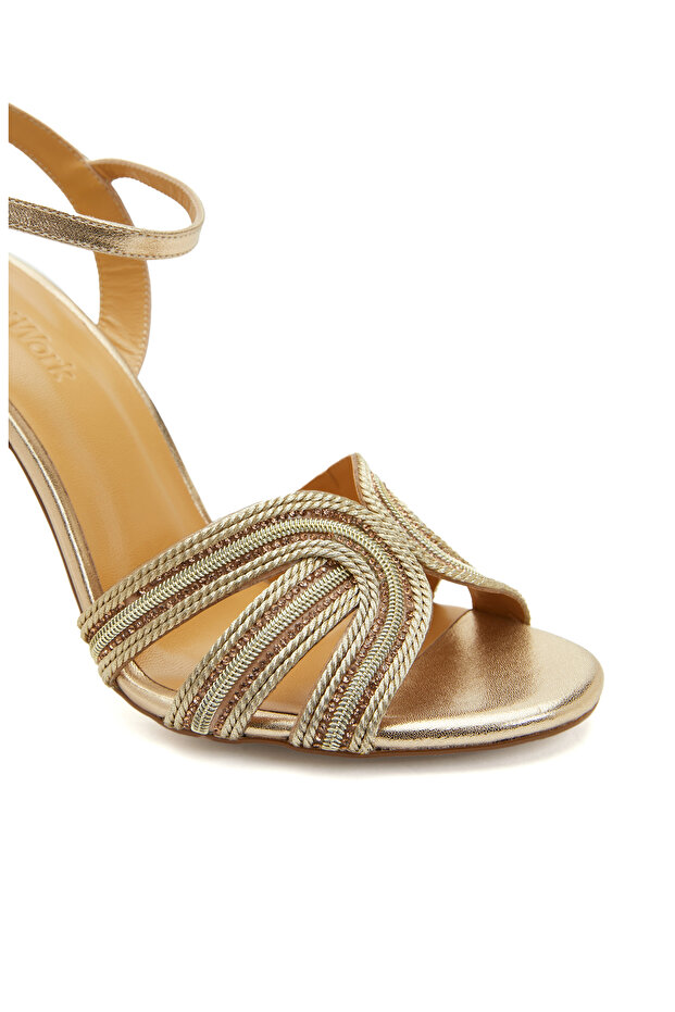 Gold Kadın Deri Sandalet - 6