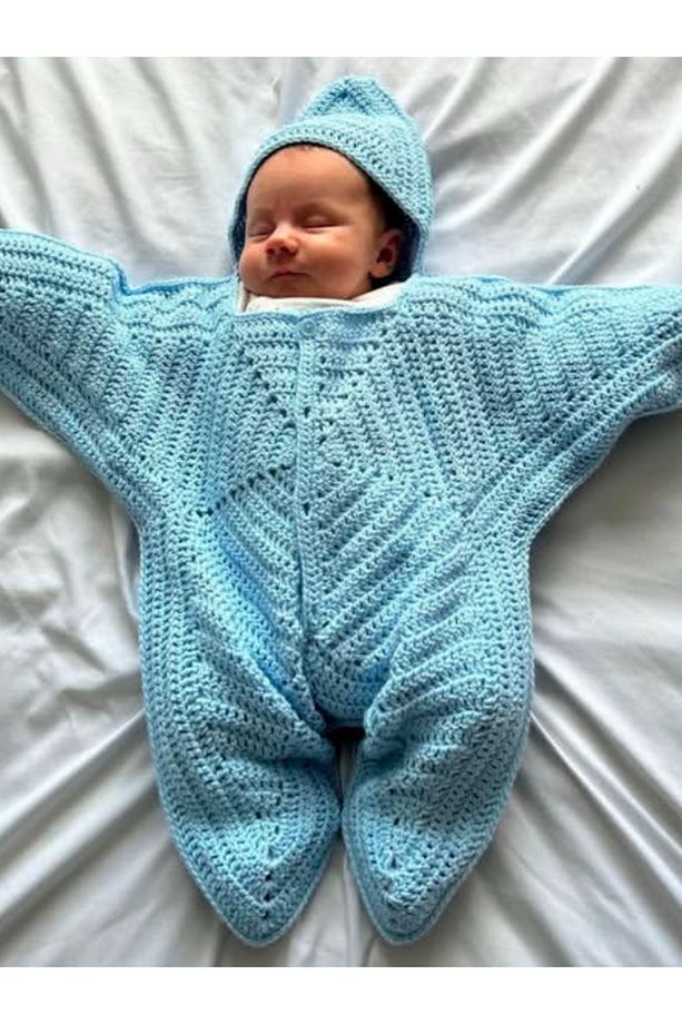 Unisex El Örgüsü Süngerbob & Patrick Yıldız Bebek Tulum ve Şort Seti - Şirin ve Renkli - 3