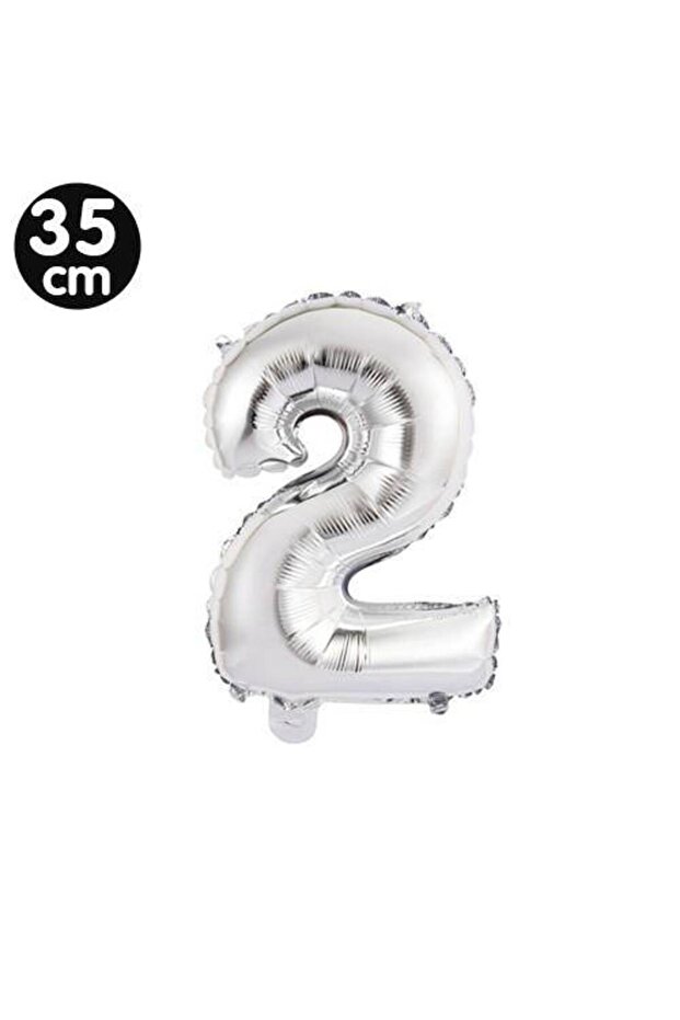 2 بالون رقم فويل فضي (35 سم)