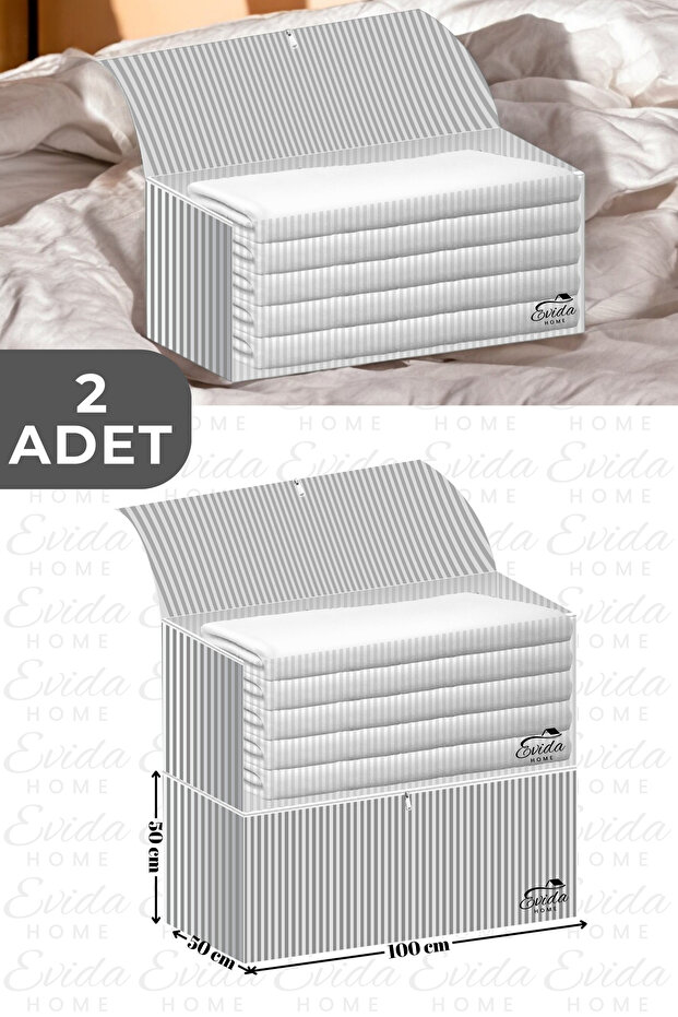 2 Pieces Anthracite Striped Large Quilt Scrap - 100X50X50 cm - under the Base - Clothing - Large Quilt Scrap