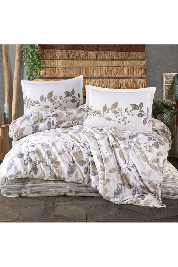 Azura Beige Single Ranforce Duvet Cover Set - Clasy