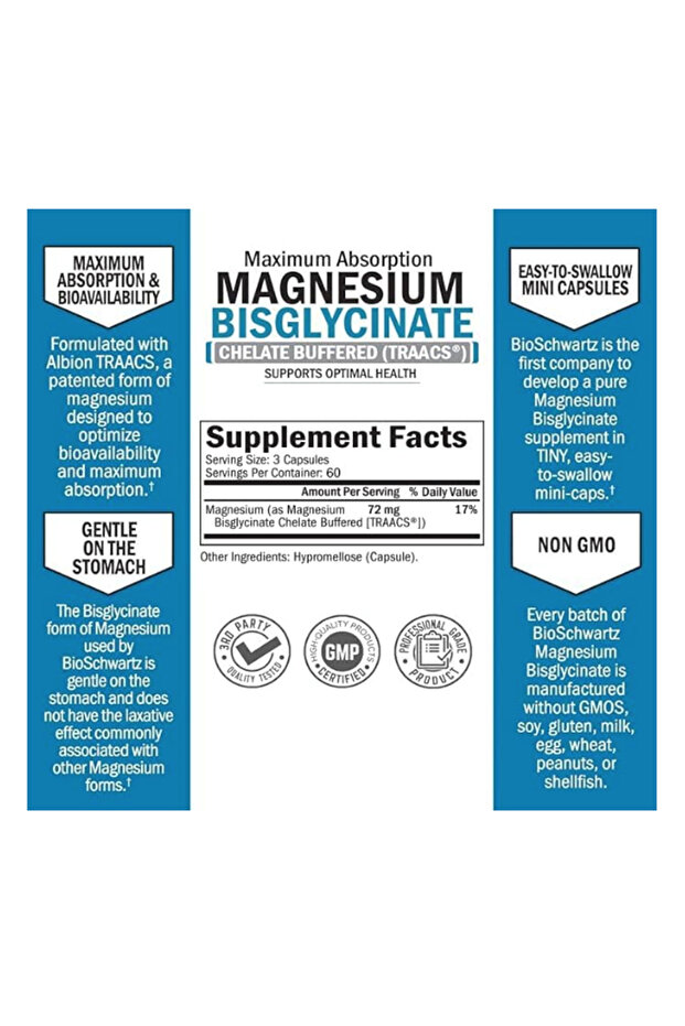 Magnesium Bisglycinate 100% Chelate No-Laxative Effect - Maximum Absorption- Fully Reac - 2