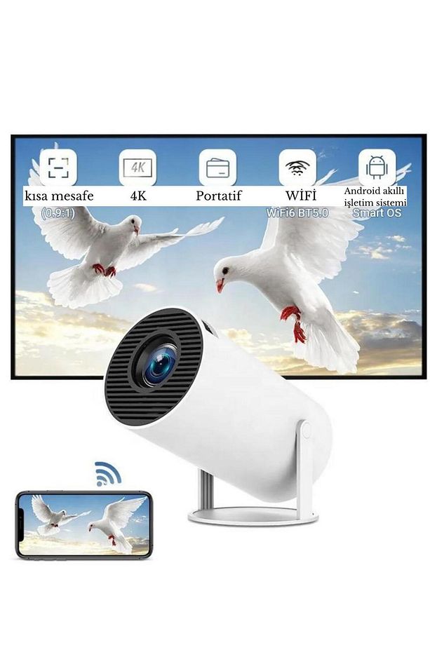 Taşınabilir Sinema Projeksiyon 720p Ev Sineması Bluetooth Android Akıllı Projektör - 3