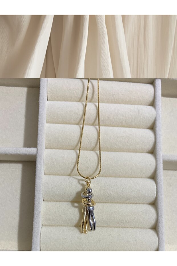 Sarılan Çift Aşk Kolye Gold - 3