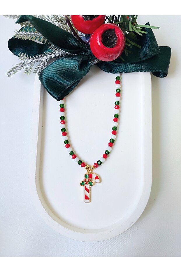 Christmas Themed Crystal Beaded New Year's Necklace
