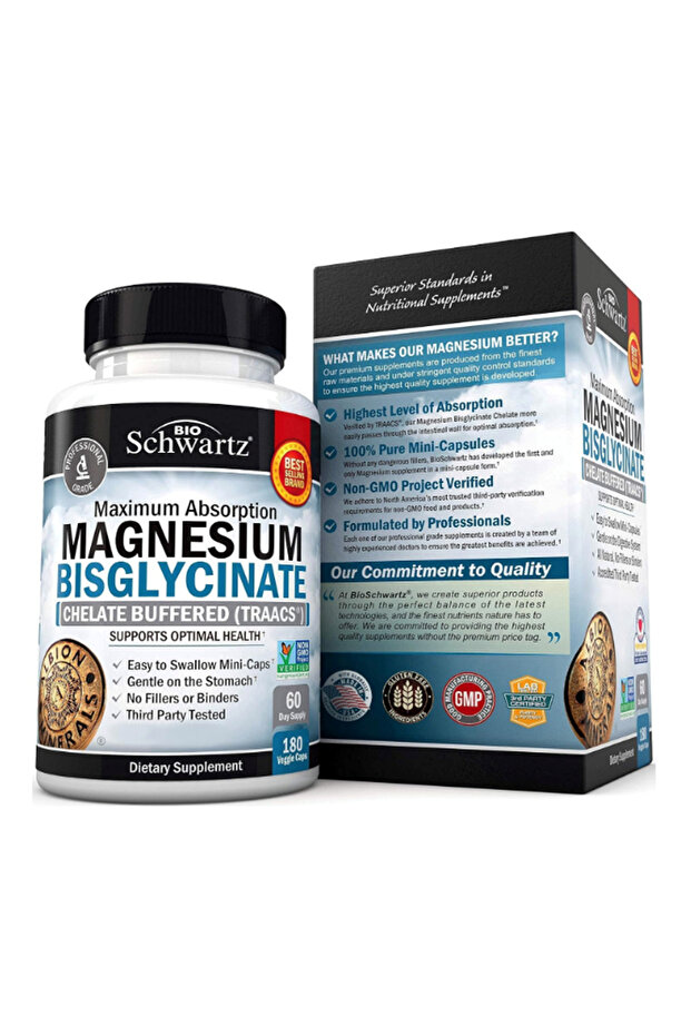Magnesium Bisglycinate 100% Chelate No-Laxative Effect - Maximum Absorption- Fully Reac - 4