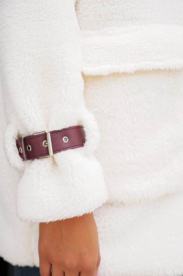 5206 Kadın Oversize Peluş Mont - Mürdüm - 5