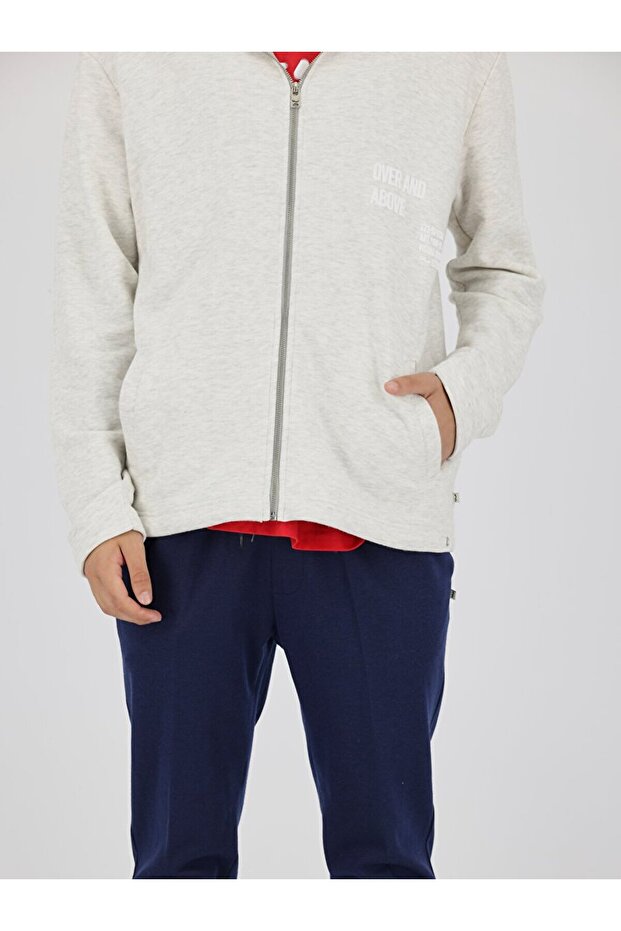 Kapüşonlu Gri Hırka - 4