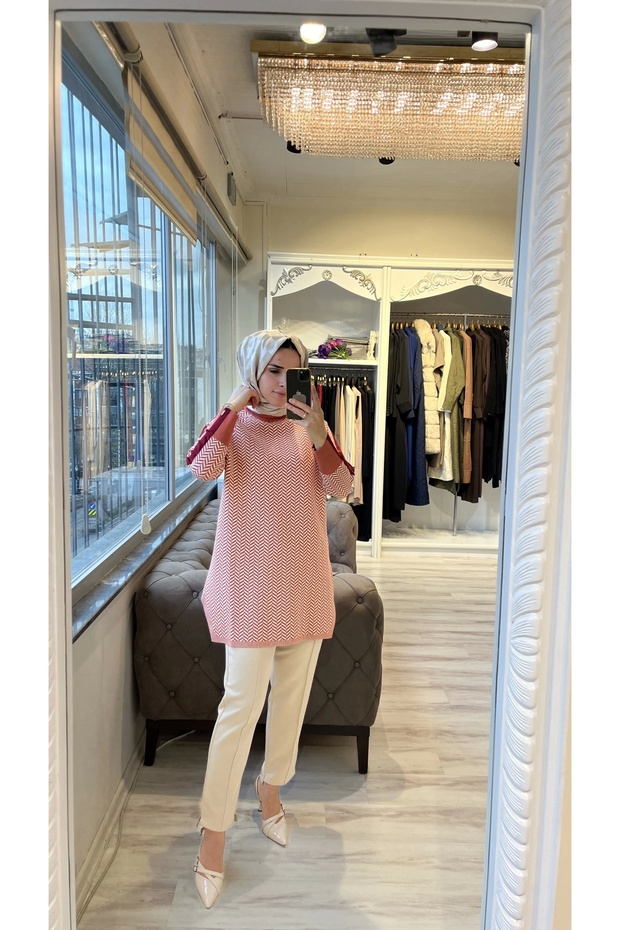 6867 Nar Çiçeği Triko Tunik - 2