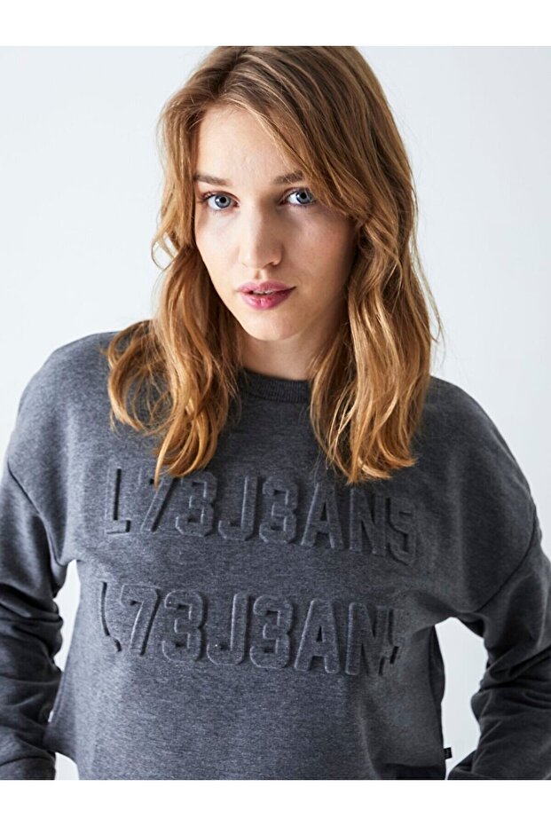 Bisiklet Yaka Gri Sweatshırt - 5