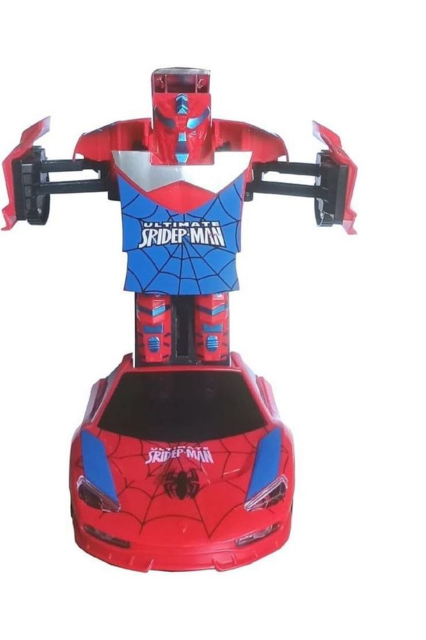 Spiderman Işıklı Sesli   Örümcek  Transformers Robot Araba Çarp Dön 20 cm - 4