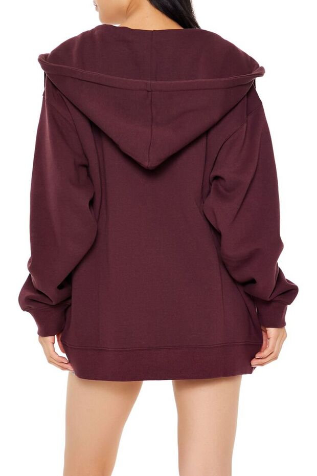 Fleece Fermuarlı Kapüşonlu Sweatshirt - 2