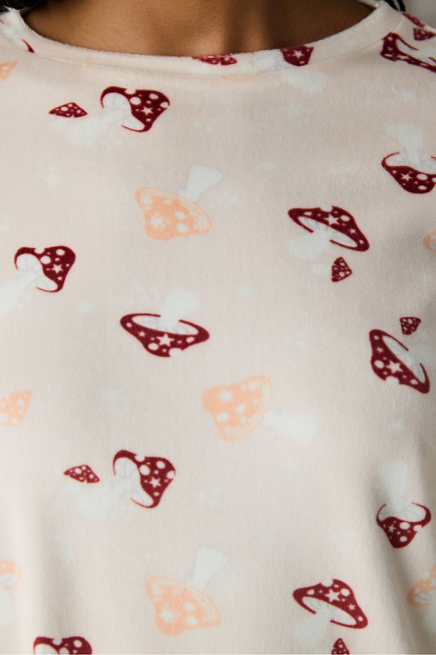 Cozy Fuzzy Bej Pantolon Pijama Takımı - 3