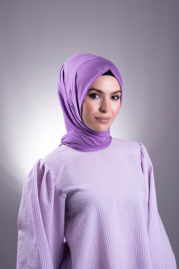 Purple Plain Classic Shawl Viscose Fabric Lycra Combed Cotton 202101_22