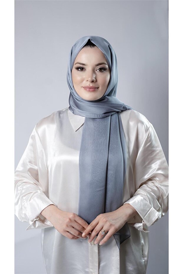 Anthracite Plain Classic Shawl Chiffon Fabric Janjan Evening Dress 202108_25