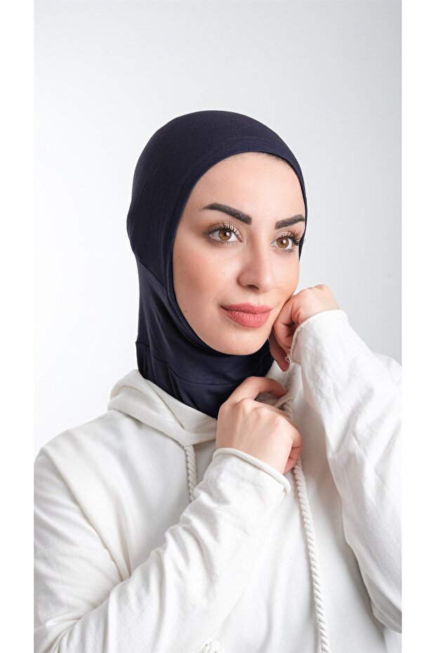Practical Navy Blue Hijab Sports Hijab - Ready Snap, Sandy Fabric 2113_02