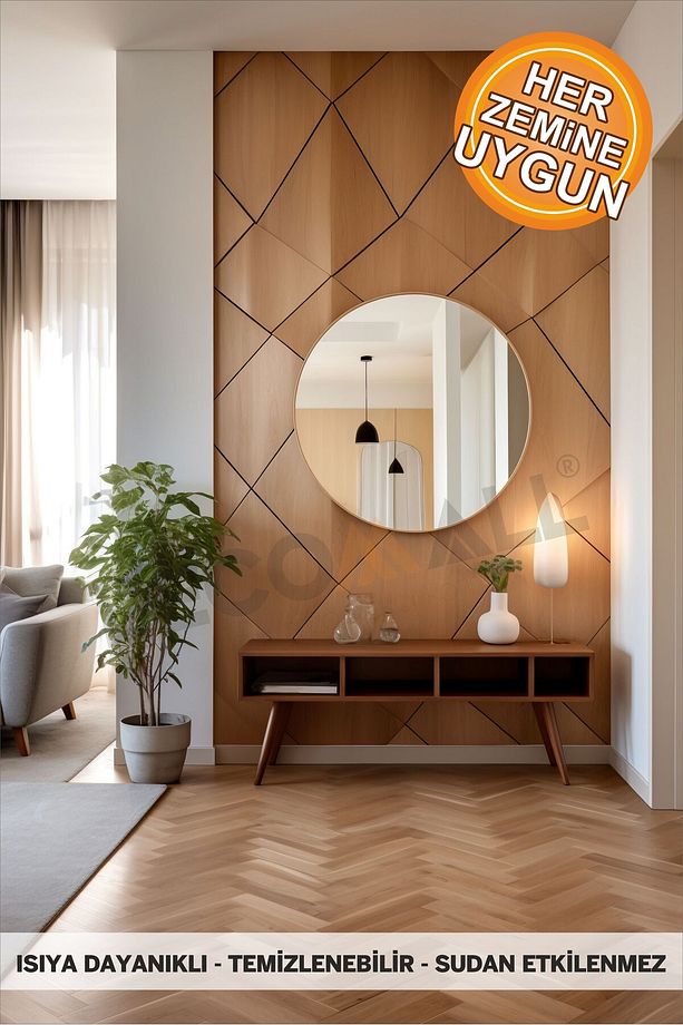 Code135 KENDİNDEN YAPIŞKANLI DUVAR KAPLAMA AHŞAP ÇİTA GÖRÜNÜMLÜ FOLYO İSKANDİNAV PANEL (100X300cm) - 1