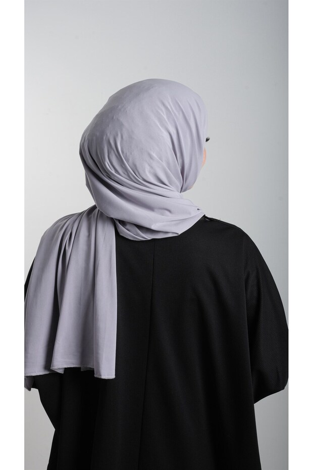 Gray Practical Ready-made Interlocking Scarf Sandy Fabric Plain 1817_15 - 3