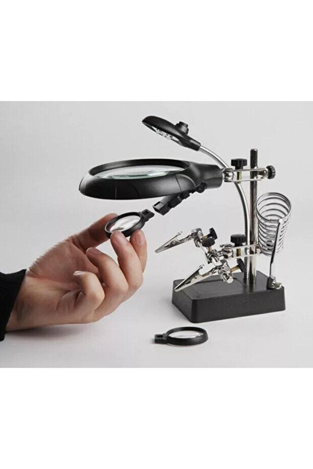 Mg16129-C Led Işıklı Büyüteçli - Mercekli Havya Sehpası 3. El Adaptörlü - 6